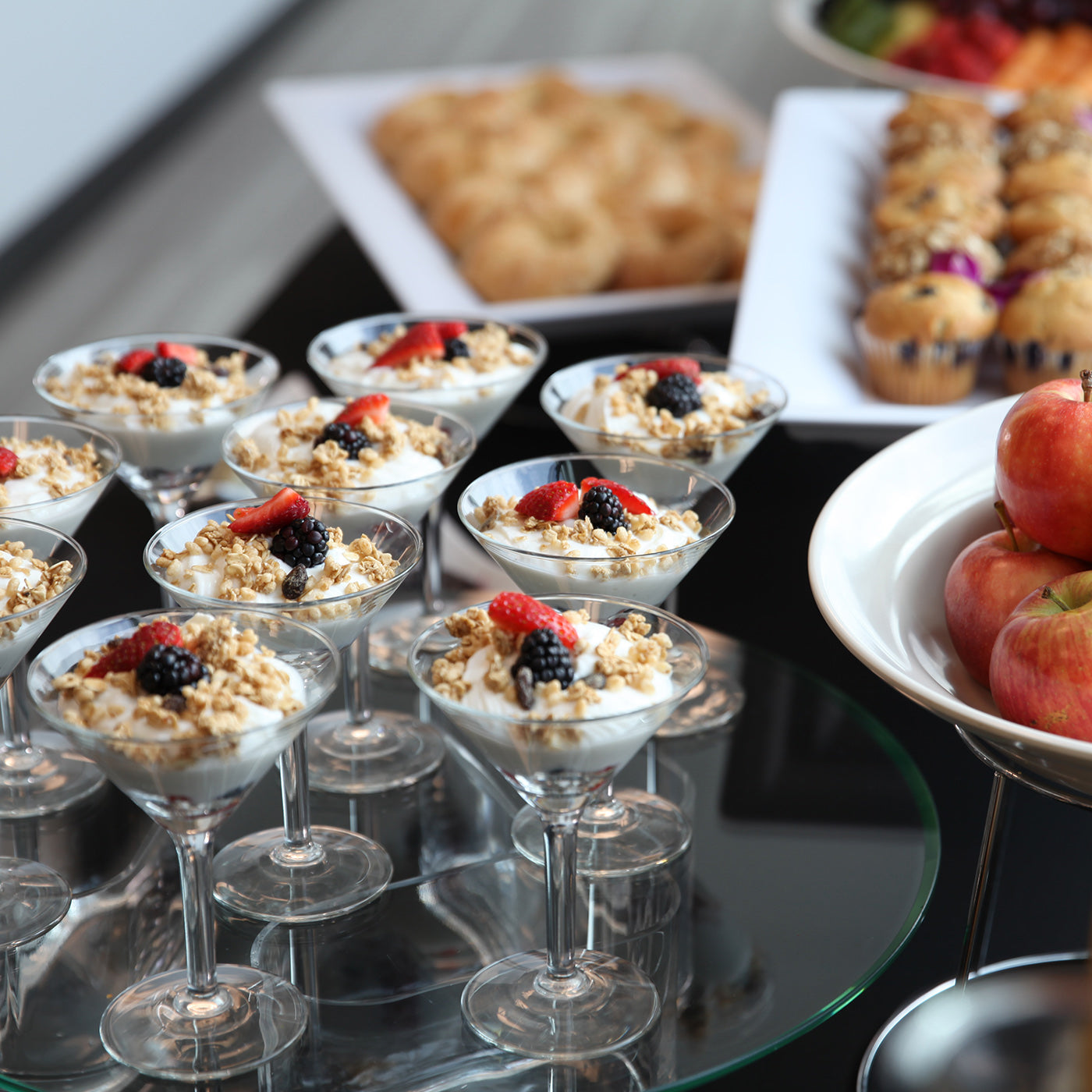 Breakfast bar food display table